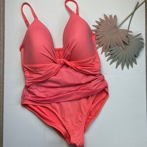 La Blanca Pink One Piece Swimsuit with Plunging V-Neck - 12